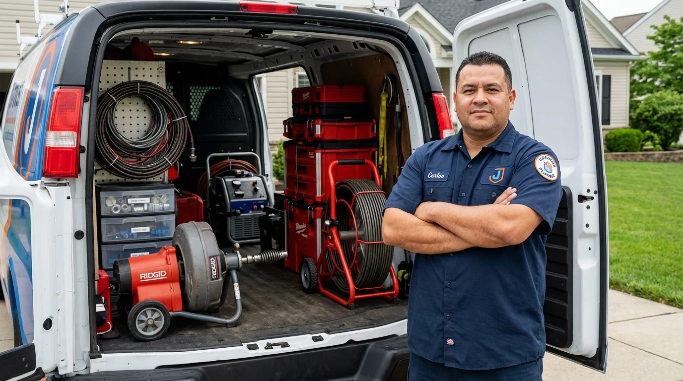 Professional drain cleaning equipment and Johns Plumbing LLC plumber in Markham